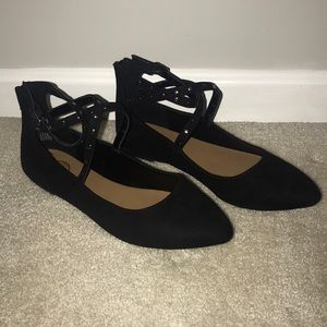 Zip Up Pointy Toe Flats: Brand New!